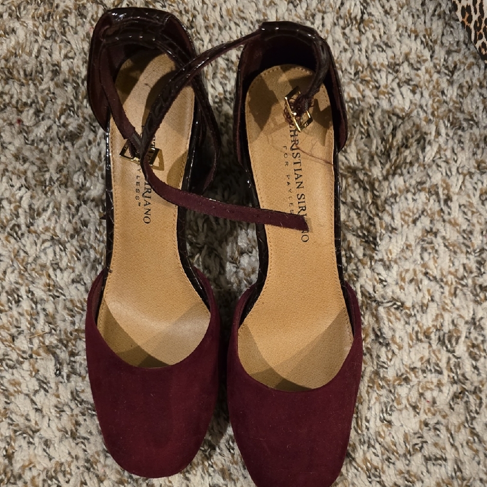 Christian Siriano Deep Maroon Ankle Strap Heels